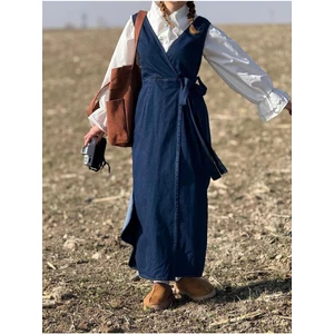 Kadın Kot Salopet Tulum Yandan Bağlamalı Elbise