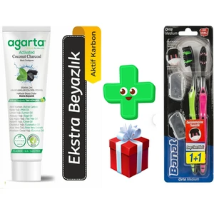 Doğal Hindistan Cevizi Özlü Aktif Karbon Diş Macunu 100 ML/130 gr + Banat Deep Clean 1+1 Diş Fırçası