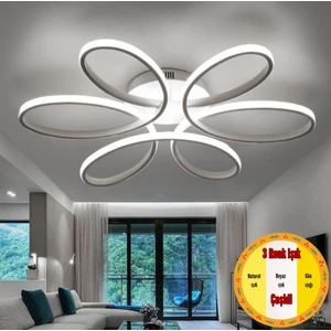 Minel Dekor LED Lıghtıng Minel Dekor Papatya Model Tavan Lambası, Modern Aydınlatma, Dekoratif 3 Renkli Işık