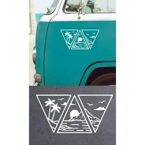 Sticker Usta Sahil Palmiye Dağ Güneş Manzara Sticker 02152 Araba Oto Motosiklet Karavan Etiket 02152