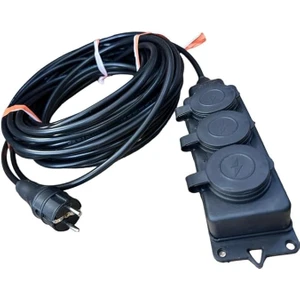 3'lü Grup Priz 3x2.5mm Cca Ttr Siyah Renk Topraklı Kauçuk Seyyar Elektrik Kablosu