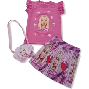 Barbie Etekli Çantalı Kız Çocuk Takım Yazlık