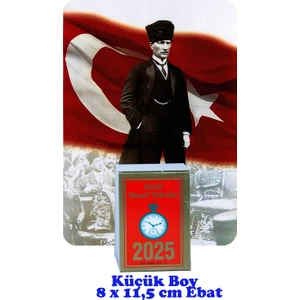 2025 Küçük Boy Saatli Maarif Duvar Takvimi ve Arka Önlü Çift Görselli Poster (Atatürk-Kod:01)