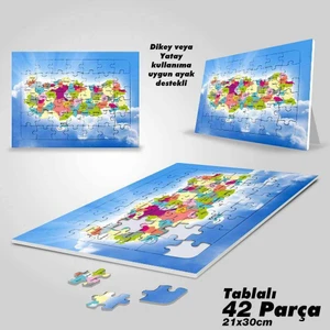 Asil Hobi Türkiye Haritası -Yapboz- Ayak Destekli Çerçeveli 42 Parça Puzzle