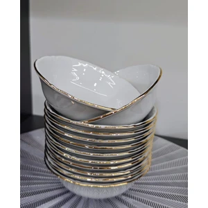 Porselen Yaldızlı 12 Adet 13 Cm (Küçük) Çorba Kase