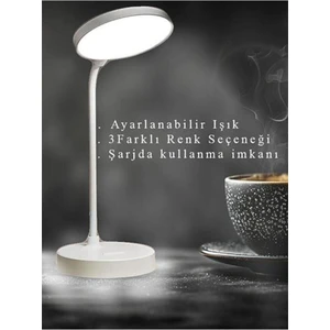 Dokunmatik Şarjlı Masa Lambası Dimlenebilir Işık Beyaz Renk