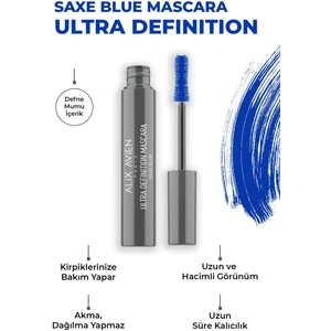 Dolgun Kirpik, Kıvrım ve Hacim Verici Kalıcı Etkili Mavi Maskara - Ultra Definiton Mascara Saxe Blue