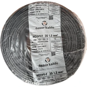 Öznur Kablo 3x1.5 mm Bakır Siyah Ttr Elektrik Kablosu