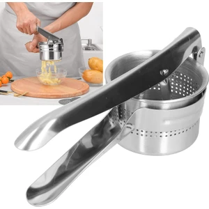 Mrt Bilişim Paslanmaz Çelik Patates Presi 3'ü 1 Arada Manuel Meyve Sebze Presi Mutfak Püresi Ezici Posa Çıkarıcı