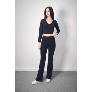 Beli Lastikli Yüksek Bel Flare Pantolon