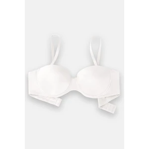 Rosali 2539 Ekru Push Up / Dolgulu Straplez Mikro Basic Sütyen (Tak-Çıkar Askılı)