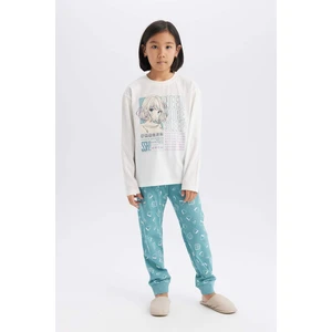 Kız Çocuk Pijama Takımı Uzun Kollu Üst Beli Lastikli Uzun Alt E0531A825SP
