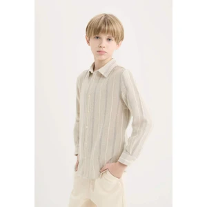 Erkek Çocuk Polo Yaka Çizgili Uzun Kollu Gömlek D7777A825SM