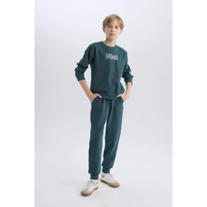Erkek Çocuk 2'li Takım Bisiklet Yaka Baskılı Sweatshirt Beli Lastikli Eşofman Altı D9853A825SP