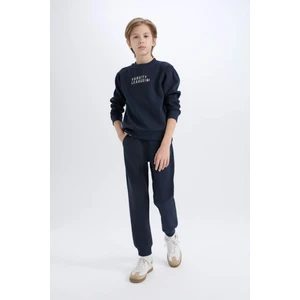 Erkek Çocuk 2'li Takım Bisiklet Yaka Baskılı Sweatshirt Beli Lastikli Eşofman Altı D9819A825SP