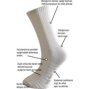 Silk Step Fit Line 4'lü Beyaz Erkek ve Bayan Spor Çorabı , Active - Fonksiyonel (4çift Beyaz)