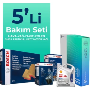 BOSCH Volkswagen Caddy 1.9 Dizel Filtre Bakım Seti Shell Motor Yağlı (2005-2011) 5 Li