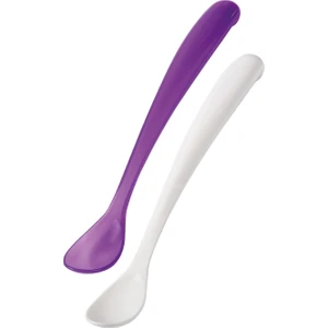 Ergonomik Beslenme Mama Kaşığı & Saklama Kutusu, Mor & Beyaz, İkili Set