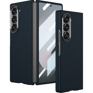 Samsung Galaxy Z Fold 6 Kılıf Kamera Korumalı Karbon Fiber Tasarımlı Arka Yüzey Zore Kıpta Karbon Kapak-Laci