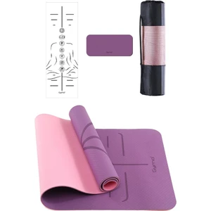 Hizalamalı Sembol 6mm Tpe Yoga Matı Pilates Minderi Diz Dirsek Koruyucu Mat Hediyeli Mürdüm