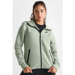 Sportswear Tech Fleece Full Zip Hoodie Dark Heather Black Kadın Kapüşonlu Sweatshirt Su Yeşili