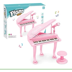 Mini Piyano Seti 37 Tuşlu Mikrofonlu ve Tabureli Oyuncak Piyano Çocuklar Için Eğlenceli Müzik Deneyimi