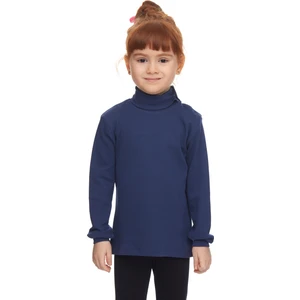 Açık Lacivert Basic Kız Çocuk Çıtçıtlı Tam Balıkçı Yaka Şardonlu Kışlık Uzun Kollu Tişört