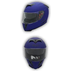 Sr-F Mat Mavi Kapalı Motosiklet Kaskı