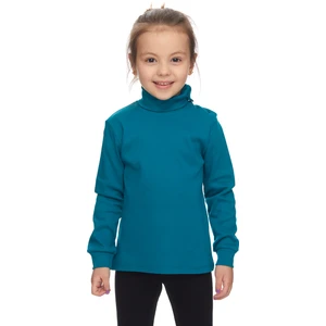 Koyu Petrol Basic Kız Çocuk Çıtçıtlı Tam Balıkçı Yaka Şardonlu Kışlık Uzun Kollu Tişört