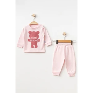 Ayıcık Baskılı Kız Bebek Pijama Takımı 2006-1