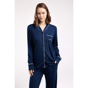 Pierre Cardin Kadın Lacivert Gömlek Pijama Takım