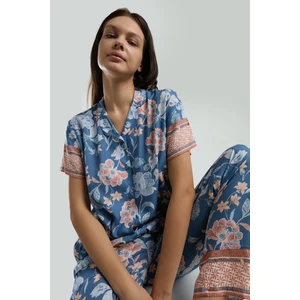 Kadın Mavi Gömlek Pijama