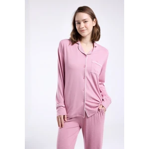Pierre Cardin Kadın Pembe Gömlek Pijama Takım