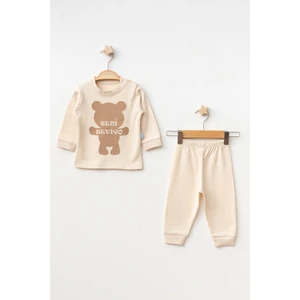 Ayıcık Baskılı Kız Bebek Pijama Takımı 2006-1