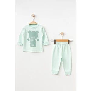 Ayıcık Baskılı Kız Bebek Pijama Takımı 2006-1