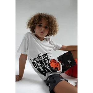 Erkek Çocuk Beyaz Bermuda Takım