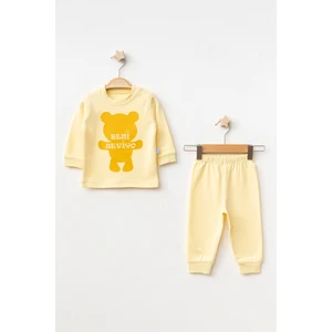 Ayıcık Baskılı Kız Bebek Pijama Takımı 2006-1