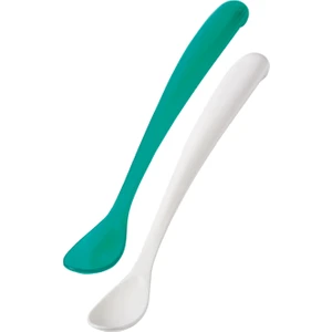 Ergonomik Beslenme Mama Kaşığı & Saklama Kutusu, Yeşil & Beyaz, İkili Set