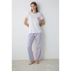 Colored Bows Pantolon Çok Renkli Pijama Takımı - Loves Paris Koleksiyonu