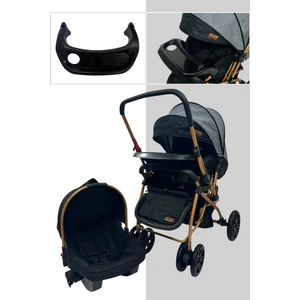 Pusetli Bebek Arabası Travel Çift Yönlü Tam Yatış Pozisyonlu Pratik Katlanır Mama Tablalı