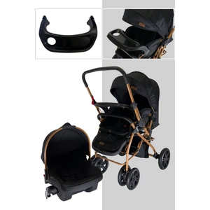 Pusetli Bebek Arabası Travel Çift Yönlü Tam Yatış Pozisyonlu Pratik Katlanır Mama Tablalı