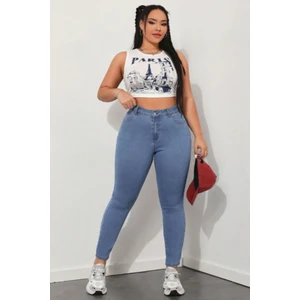 CEDY DENIM Kadın Yüksek Bel Skinny Fit Jeans Büyük Beden Kot PantolonC597