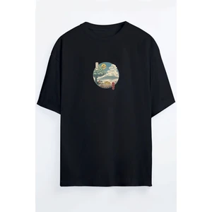 Totoro Anime Baskılı Unisex Siyah Beyaz Oversize T-Shirt