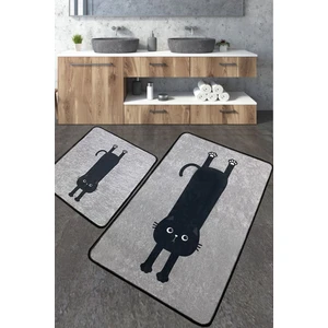 Chilai Home Comfort Gri Banyo Halısı 2'li Set Banyo Halısı Paspas Yıkanabilir Kaymaz Djtbanyo