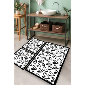 Small Heart 3'lü Set Banyo Halısı Banyo Paspası Djtbanyo