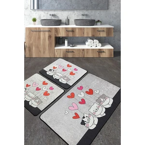 Chilai Home Kitten 3'lü Banyo Halısı ve Paspas Seti Kaymaz Tabanlı Yıkanabilir Konforlu