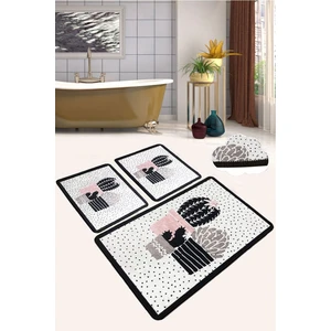 Chilai Home Three Cactus Djt 3 Lü Set Banyo Halısı Paspas Kaymaz Taban Yıkanabilir Klozet Takımı