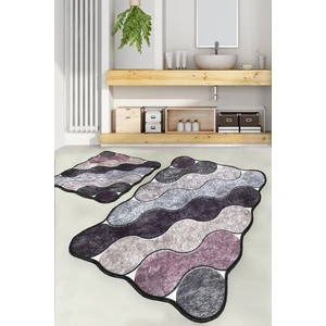 Chilai Home Circle Mor 2 Li Set Banyo Halısı Djtyıkanabilir Kaymaz Taban  Paspas Klozet Takımı