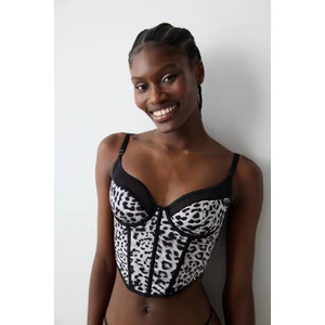 Leopard Siyah Korse Büstiyer