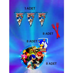 8 Kişilik Sonic Temalı S Paket - Doğum Günü Parti ve Eğlenceli Etkinlikler